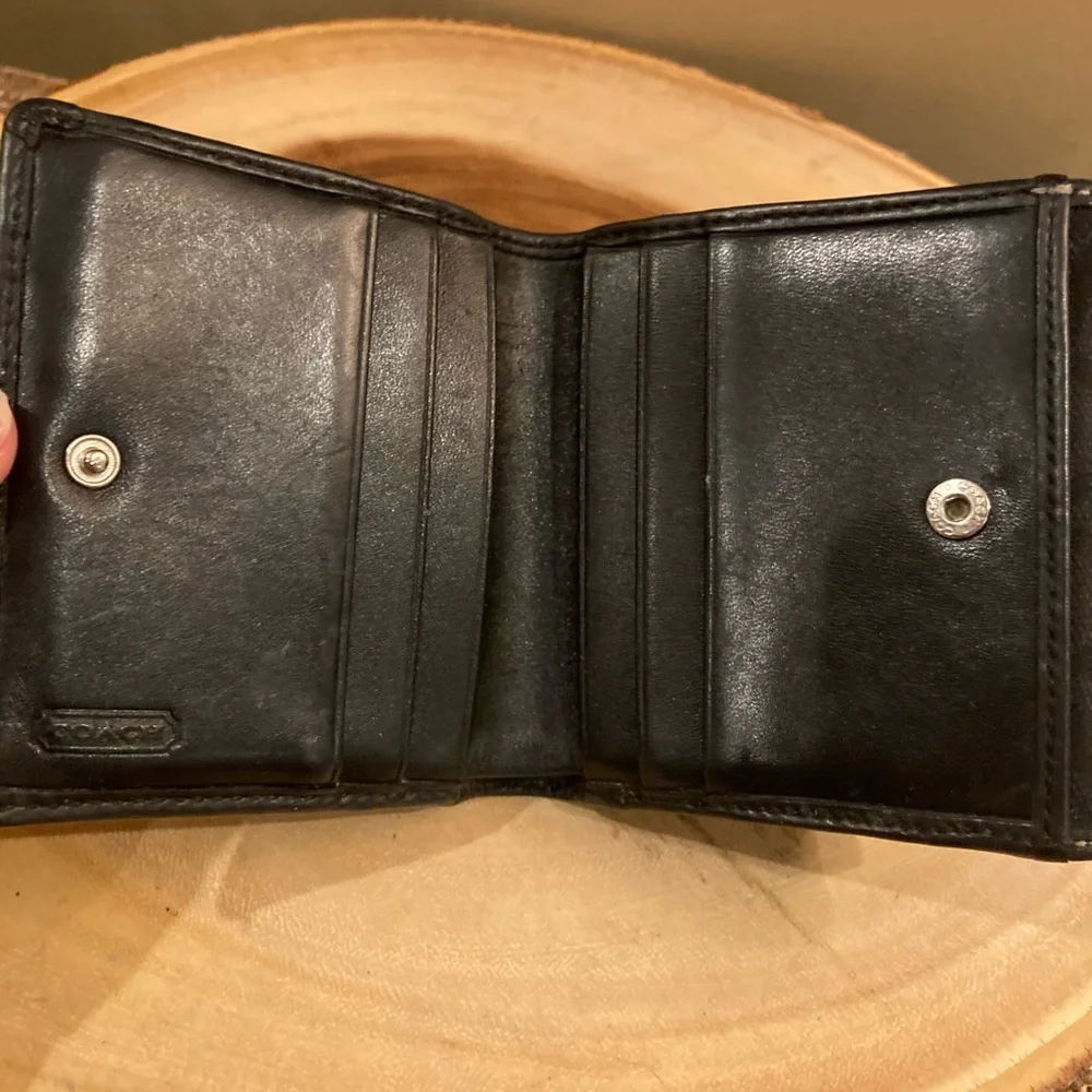 Coach Leatherware‎ Est. 1941 Signature Canvas Black Bifold Wallet W/Leather Trim